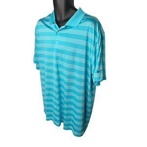 XL Nike Golf Tour Performance Stripe Polo Shirt Turquoise